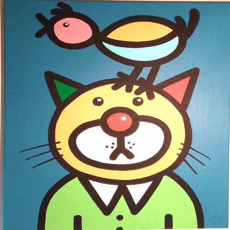Katze mit Vogel