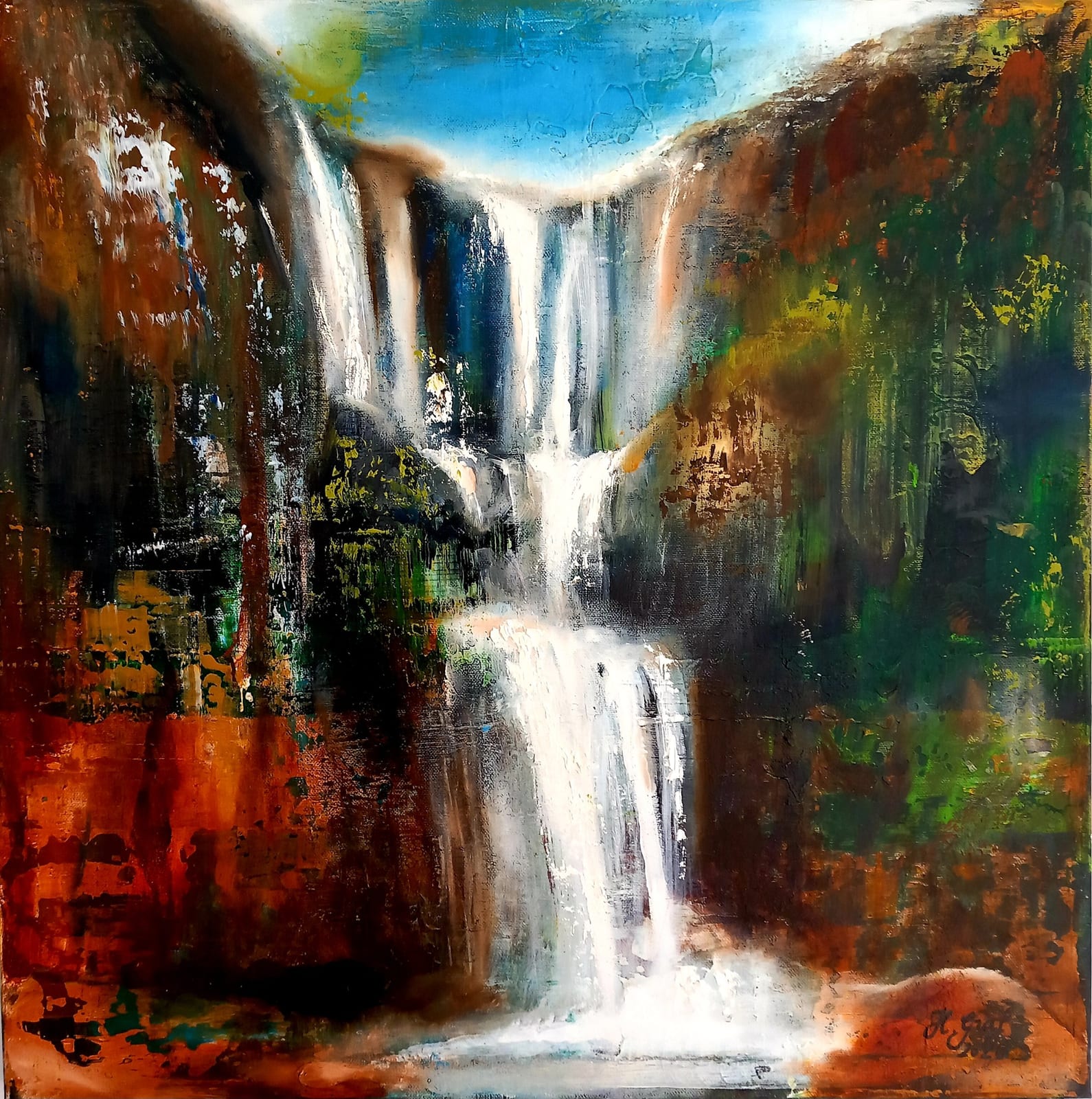 'WASSERFALL' 60x60 cm UNIKAT  von Helena Graf