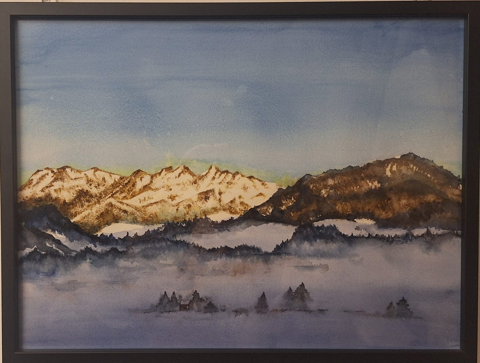 Blick in die Trauchgauer Berge, an einem eisigen Januar Morgen, Allgäu von Barbara Liss