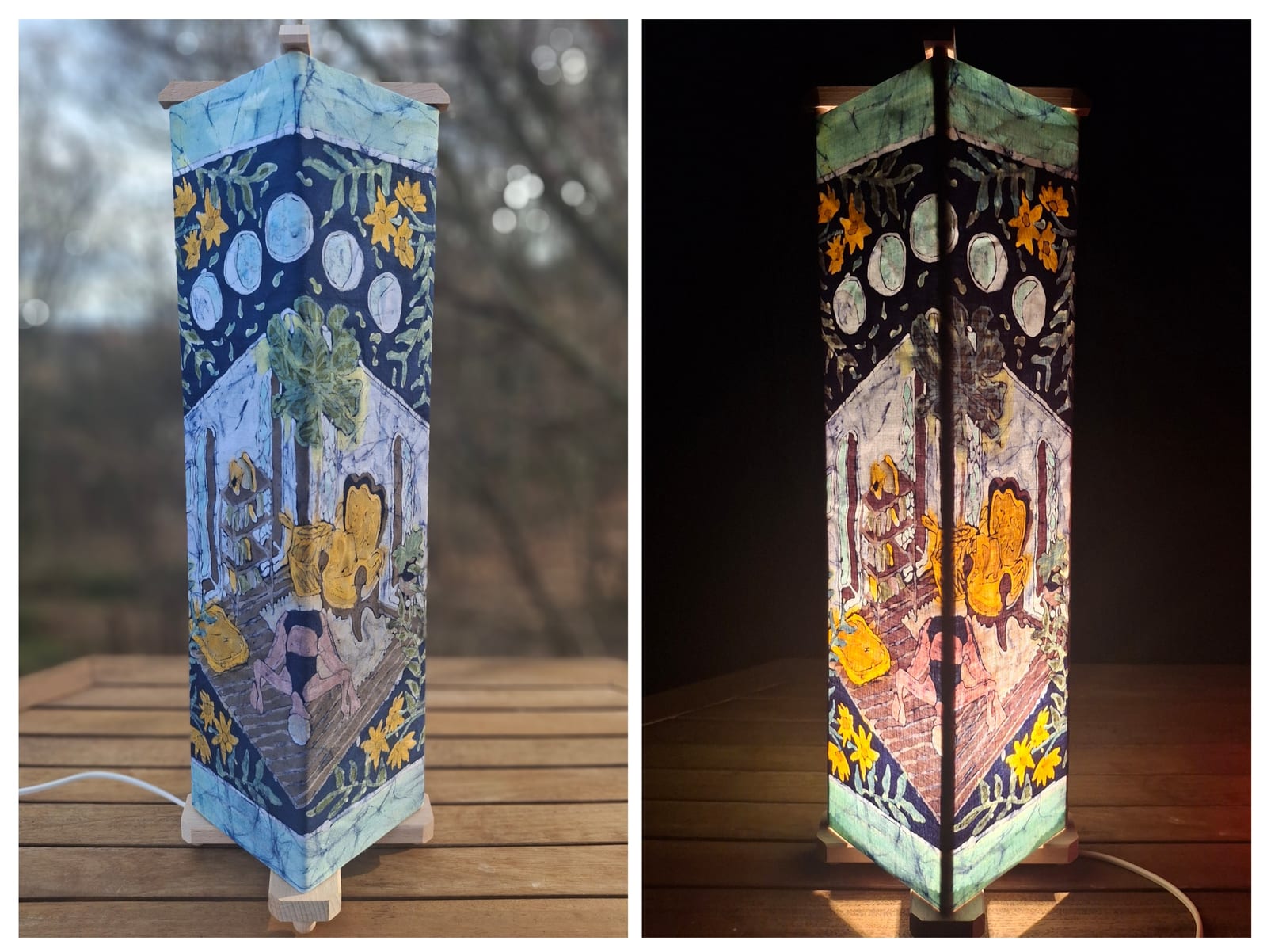 BATIK Yogagirl Tischlampe Prasarita Padottanasana von MariONEbatik