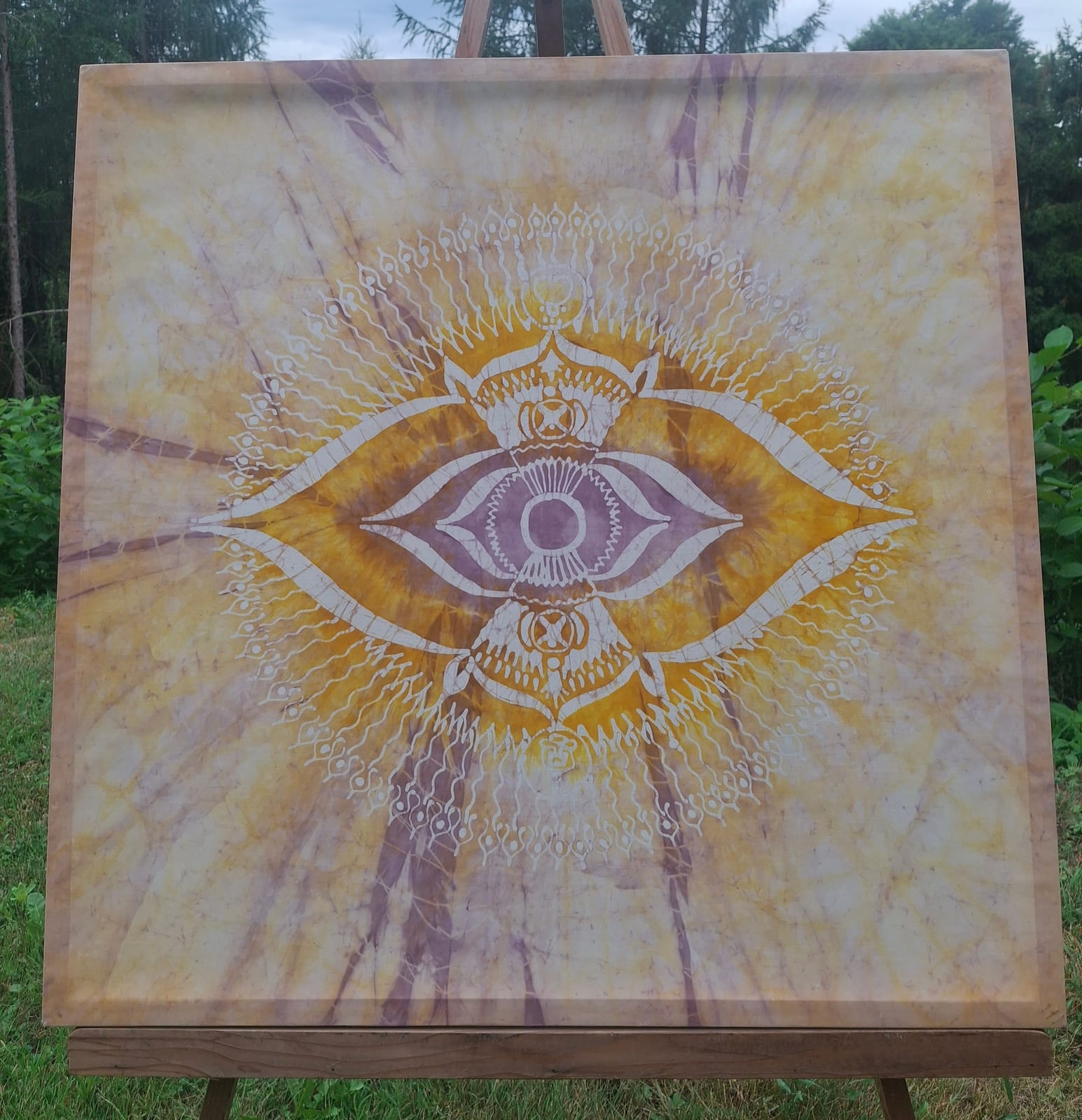 Die Kraft des Stirn-Chakras BATIK-Bild über Rahmen gezogen von MariONEbatik