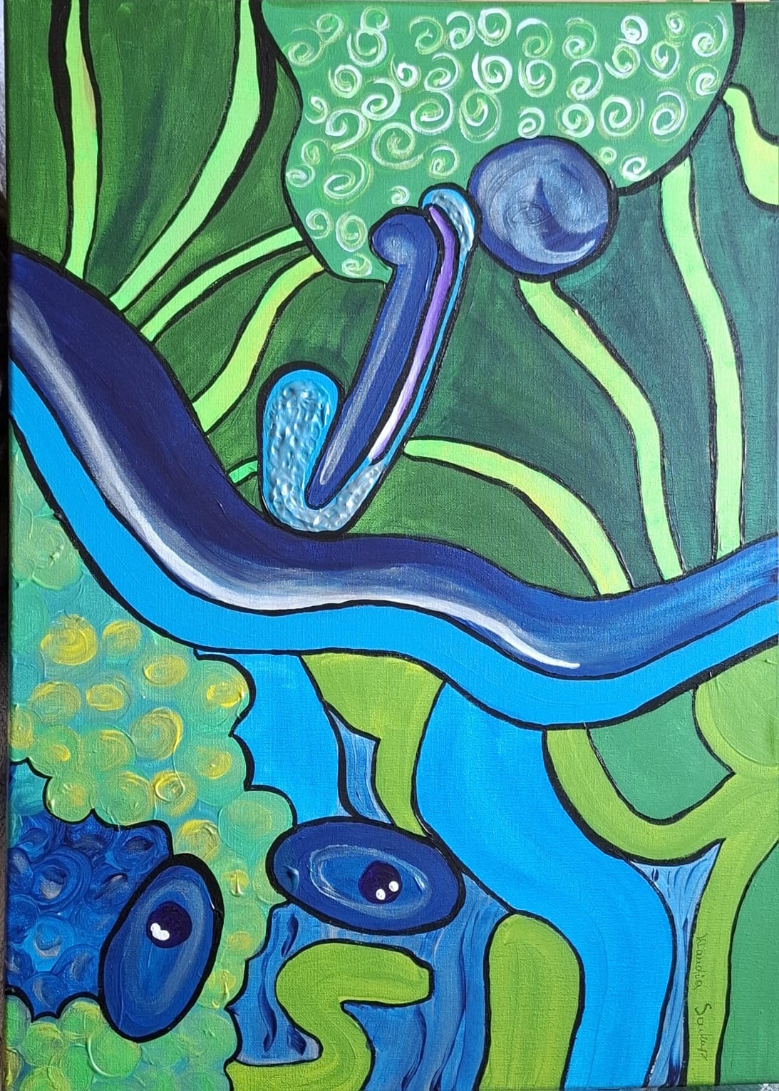 Abstrakt Grün/Blau