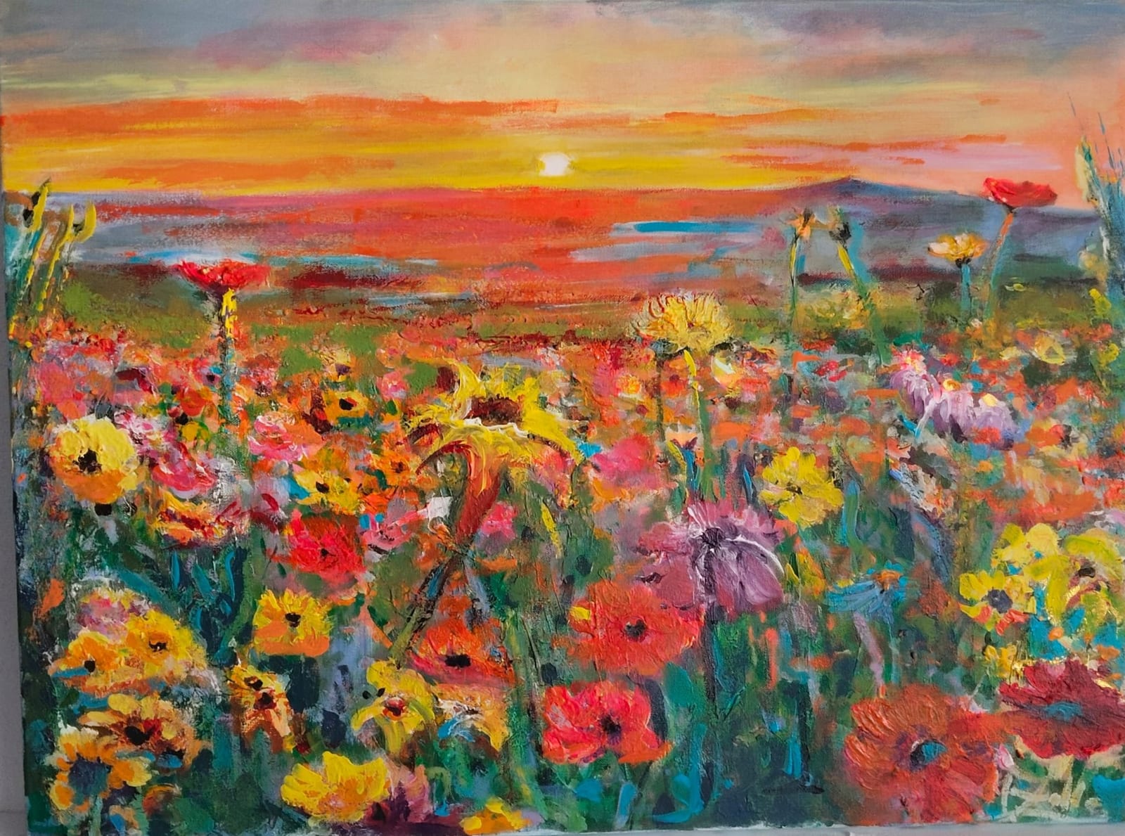 Blumenwiese im Abendlicht von Marco Zoller