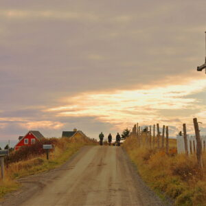 Three Walkers with a Roadside Shrine